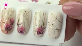 Romantic stamping nail art combined with sticker - Preview