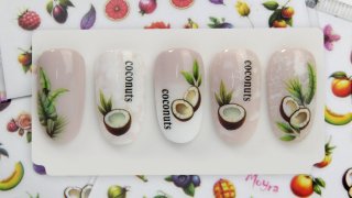Coconut nail art with effected background