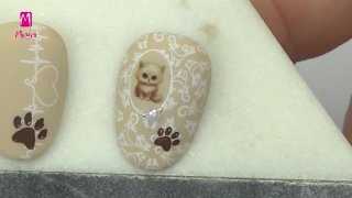 Cat nail art with sticker and stamping - Preview