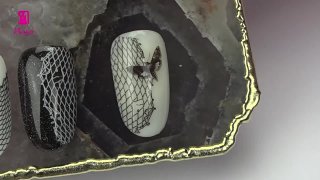 Elegant Halloween manicure with butterflies - Preview