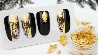 Butterfly nail art effected with nail foil