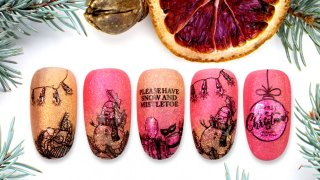 Glittering gradient stamping nail art