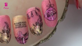Glittering gradient stamping nail art - Preview