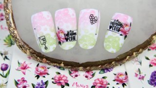 Sticker and stamping nail art for Valentine's Day