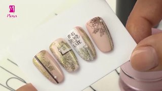 Matte and shiny, gold and brown romantic nail art - Preview