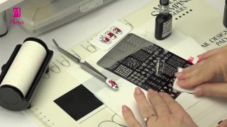 Stamping and foil nail art inspired by Japan