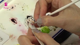 Clean, spring flower, handpainted nail art