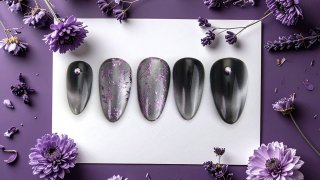 Effected mysterious flowers on a dark cat eye base