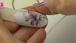 Aquarelle flower with black and white contour