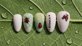 Ladybug nail art for garden atmosphere