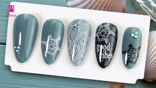 Seaside atmosphere with stamping and nail polish - Preview