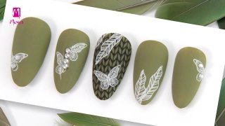 Olive green manicure prepared with nail polishes - Preview