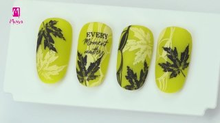 Autumn leaf nail art with inscription - Preview